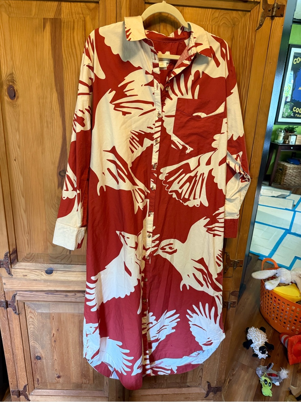 Maeve Bird Print Button-Up Maxi Dress - Picture 5 of 6